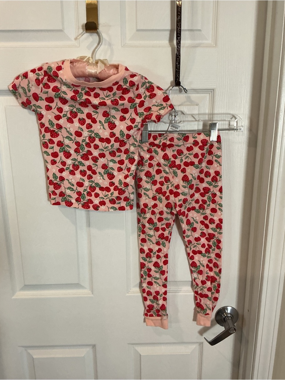 Wonder Nation Pink Strawberry-Print Pajama Set